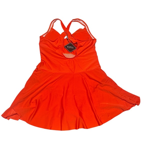 Zaful One Piece Swim Suit Vibrant Red / Orange, NWT - Picture 3 of 9